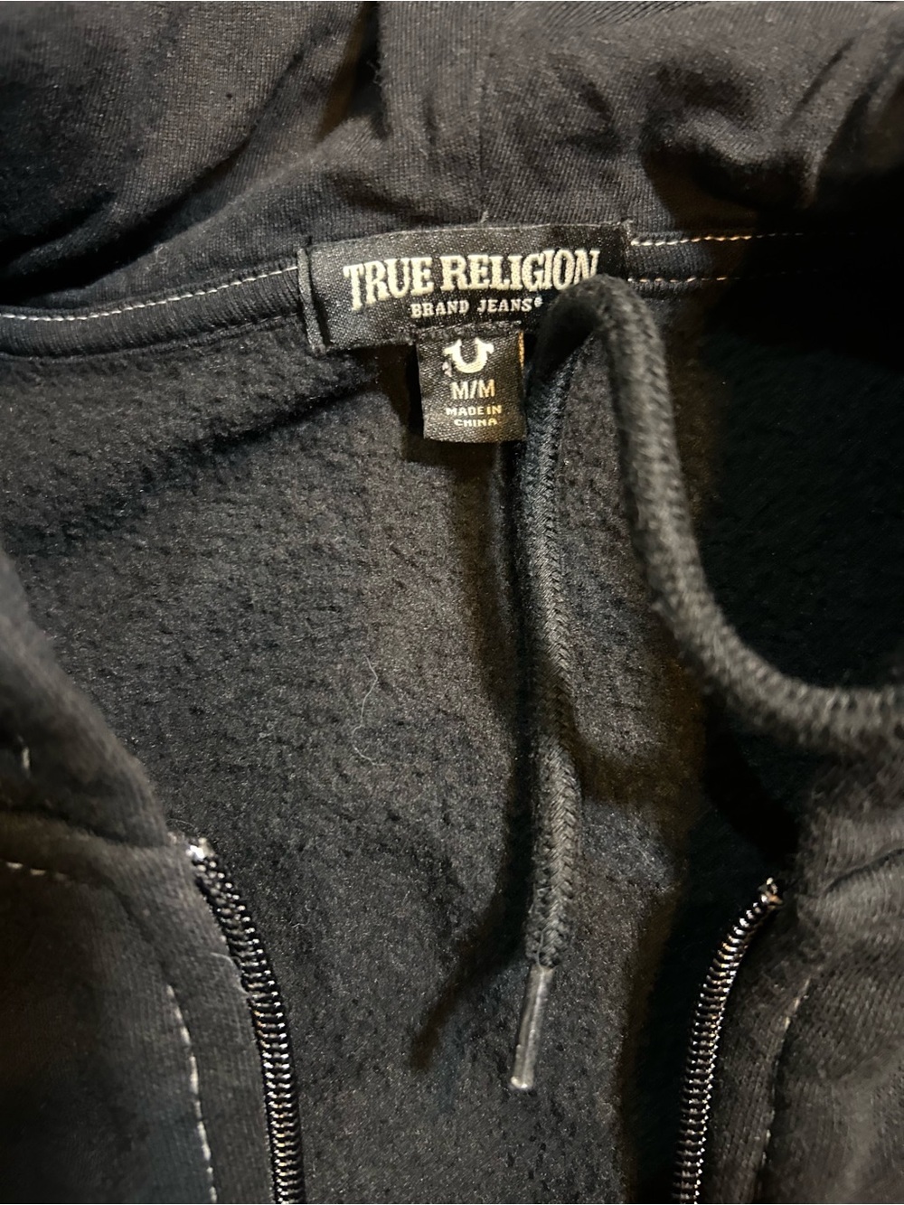 True Religion Black Logo Seal Sherpa Zip Hoodie Fleece Retail - Picture 2 of 3